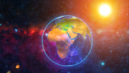 Planet Earth with a spectacular sunsetの写真素材