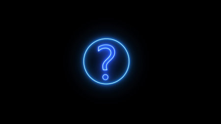 Blue neon question mark on a black background. 3D Renderingの写真素材