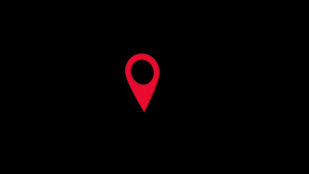 Red map pin on black background. Location symbol. Vector illustration.の写真素材