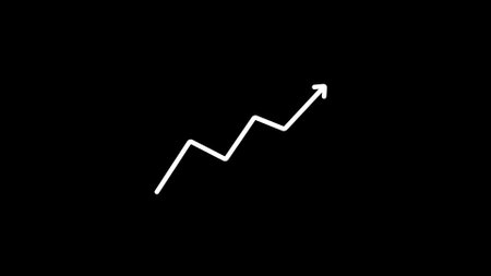 Line graph icon. Simple flat vector illustration isolated on black background.の写真素材