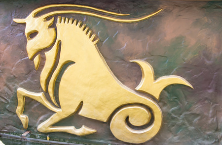 Capricorn  sign of horoscope on the wallの写真素材