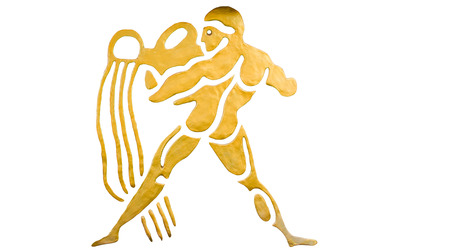Aquarius sign of horoscope isolated on whiteの写真素材