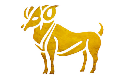 Aries sign of horoscope isolated on white.の写真素材