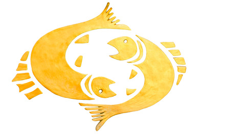 Pisces sign of horoscope isolated on whiteの写真素材
