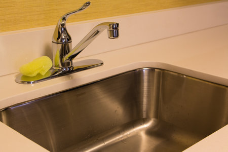 Faucet in hotel roomの写真素材