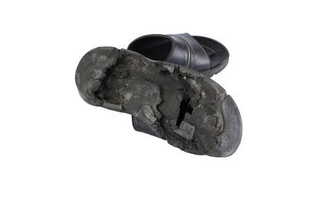 Lack slippers isolated on whiteの写真素材