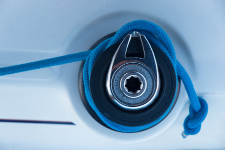 winch on yacht's boardの写真素材