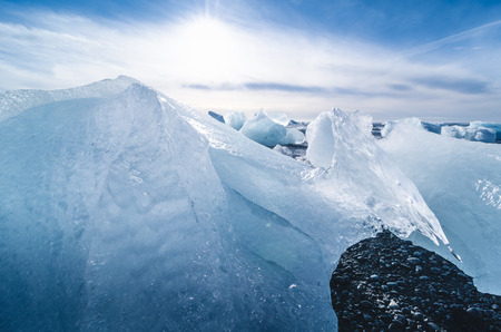 jokulsarlon beach with icebergs, iceland