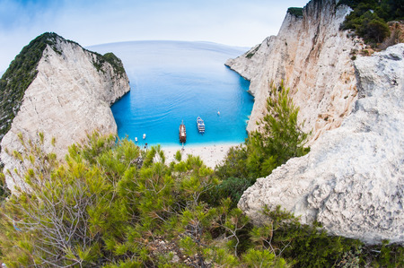 Famous Navagio beach, Zakynthos, Greece, from unusual perspectiveの写真素材