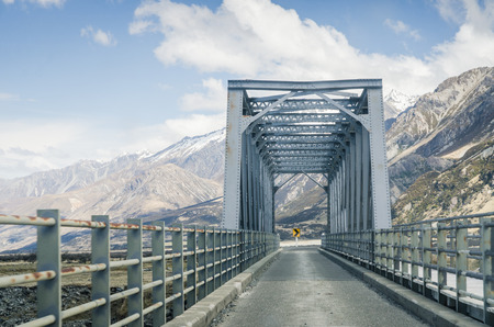 Metal construction bridge in New Zealandの写真素材