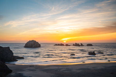 Face Rock in Bandon Oregon during sunset.の写真素材