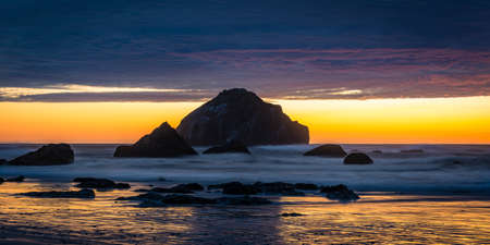 Face Rock in Bandon Oregon during sunset.の写真素材