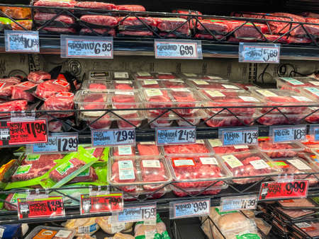 Meat aisle at Trader Joes market.のeditorial素材