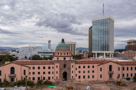 Old Pima County Courthouse in Tucson while being renovated, aerialのeditorial素材