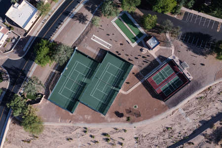 Top down drone view tennis courts.の写真素材