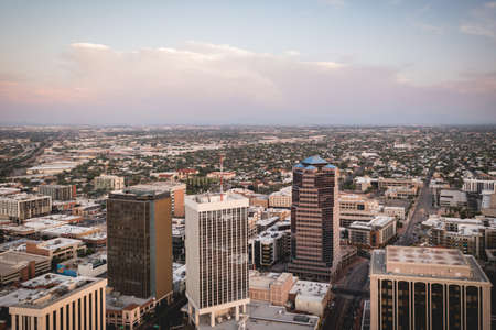 Tucson Arizona downtown high-rises at dusk.の写真素材