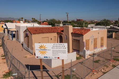 Historic bungalow relocation project in Tucson, Arizona.のeditorial素材