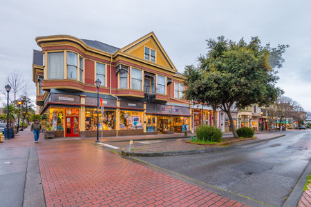 Eureka California, USA, Famous Downtown district at dawn.のeditorial素材