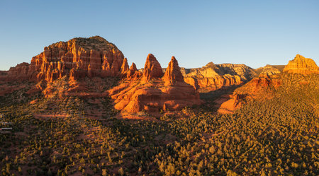 scenic view panoramic landscape, Sedona, Arizona at sunset.の写真素材