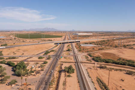 Arizona interstate 10 between Tucson and Phoenix, aerialの写真素材