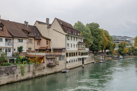Historic river front old town of Rheinfelden on the Upper Rhineのeditorial素材