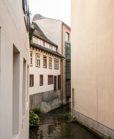 Old homes and neighborhood of St. Albans in Basel, Switzerland.の写真素材