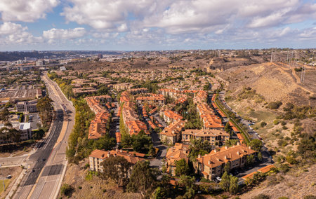 Modern apartment building complex in Mission Valley, San Diego