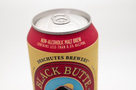 A can of non-alcoholic beer by Deschutes Brewery.