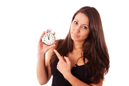 Young woman worried about delayの写真素材