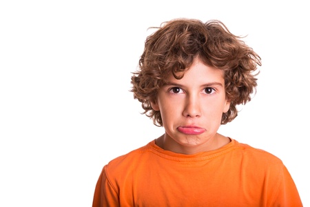 Isolated picture of sad young manの写真素材