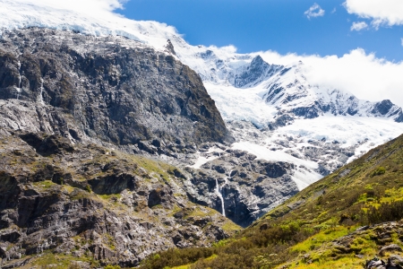 The Rob Roy Glacier on the South Island of New Zealand on a fantastic summer day の写真素材