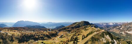 Tauplitz mountain area in the Austrian Alps on a beautiful day in autumn. Scenic panorama view to the Lawinenstein peak.の写真素材