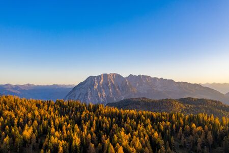 Tauplitzalm view to Grimming mountain in the Austrian Alps. Beautiful autumn scenery in the mountains.の写真素材