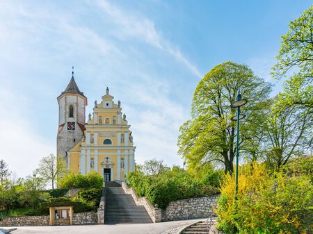 Falkenstein church in the Weinviertel region in Lower Austria.の写真素材