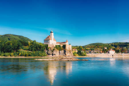 Castle Schoenbuehel at the Danube river in Wachau. Beautiful landmark in Lower Austria during summertime.のeditorial素材