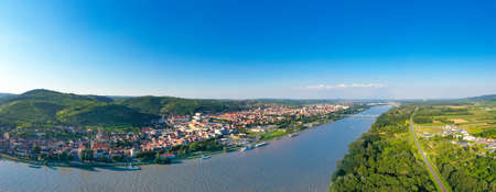 Krems and Danube river. Famous old city in Lower Austria during summertime.の写真素材