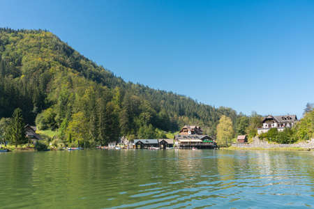 Lunzer See in the Ybbstal Alps. View to the idyllic lake in Lower Austria.の写真素材