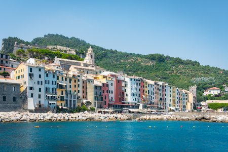 Porto Venere, Liguria, Italy - Picturesque Coastal Village with Colorful Architecture and Historic Landmarksの写真素材