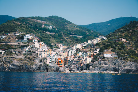 Riomaggiore in Cinque Terre, Liguria, Italy.の写真素材