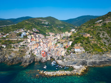 Riomaggiore in Cinque Terre, Liguria, Italy.の写真素材