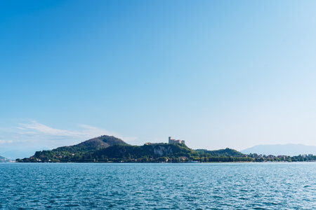 Rocca de Angera at the Lake Maggiore in Lombardy, Northern Italy.の写真素材