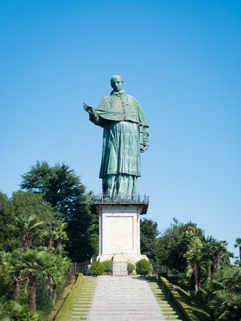 San Carlone statue, also known as Colossus of San Carlo Borromeo at the Lake Maggiore in Italy.の写真素材