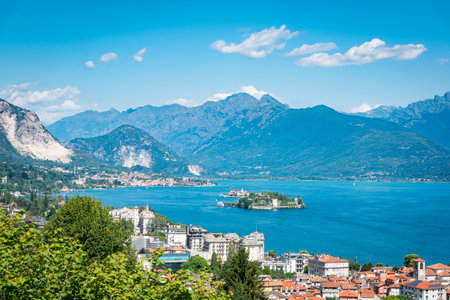 Isola Bella island at the Lake Maggiore in Northern Italy.の写真素材