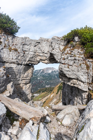 The famous Loserfenster in the Austrian Salzkammergut region.の写真素材