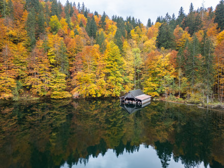 Lake Toplitzsee in Styria, Austria during autumn.の写真素材