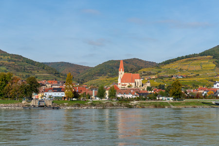 Weissenkirchen in the Wachau, Austria. Vineyards, and Historic Architecture in a Heritage Landscapeの写真素材