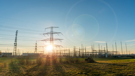 Power Distribution Center. Electricity Infrastructure, Grid Network, and Energy Supply Hubの写真素材