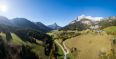 Gesaeuse and Admonter Reichenstein in Summer and Autumnの写真素材