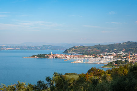 Izola in Slovenia on a Clear Day in summer or autumn. Panorama image of the famous touristic destination.の写真素材