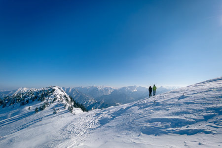 Sunny Winter Ski Slopes at Hochkar in Lower Austriaの写真素材